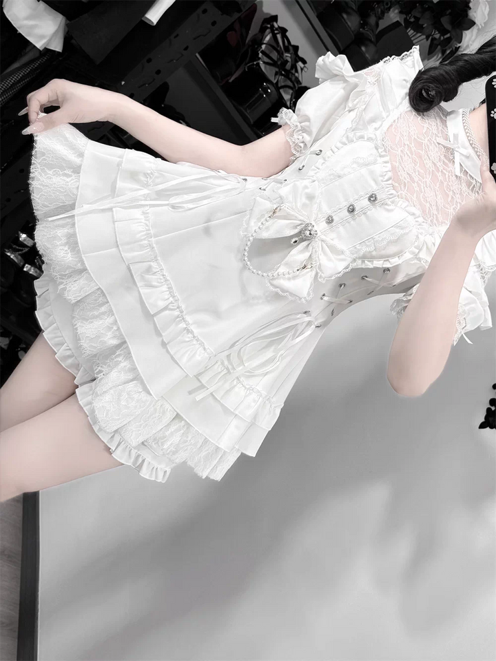 Ryousangata Dress and Shorts Set, Heart & Lace 45812:862929