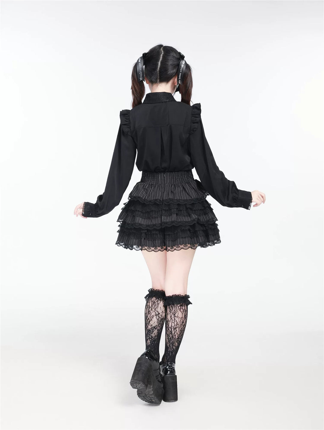 Jirai Kei Long Sleeve Blouse, Lace Collar 45645:858472