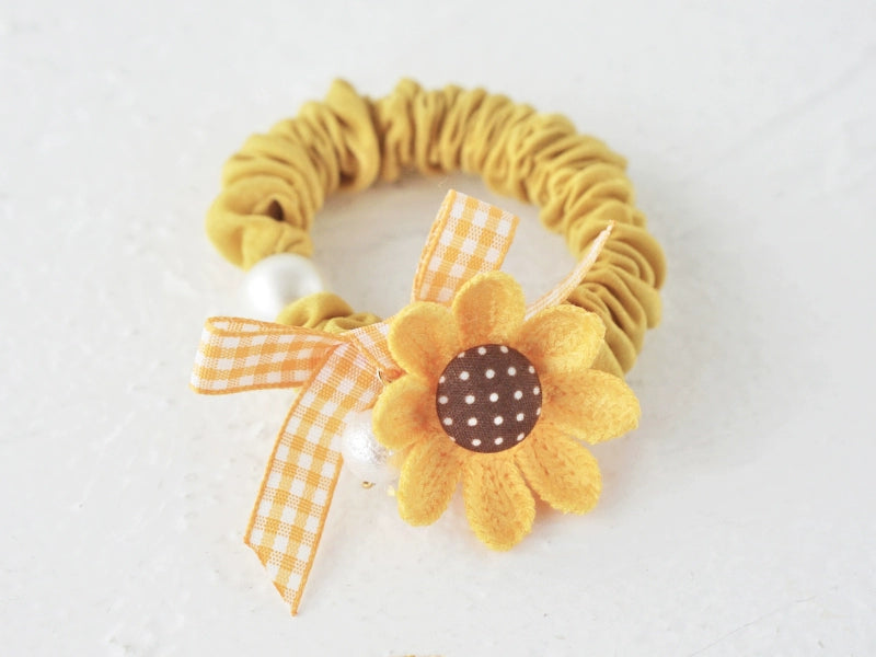 Japanese Hair Tie Handmade Sunflower Bow Scrunchy 28944:332840 28944:332840