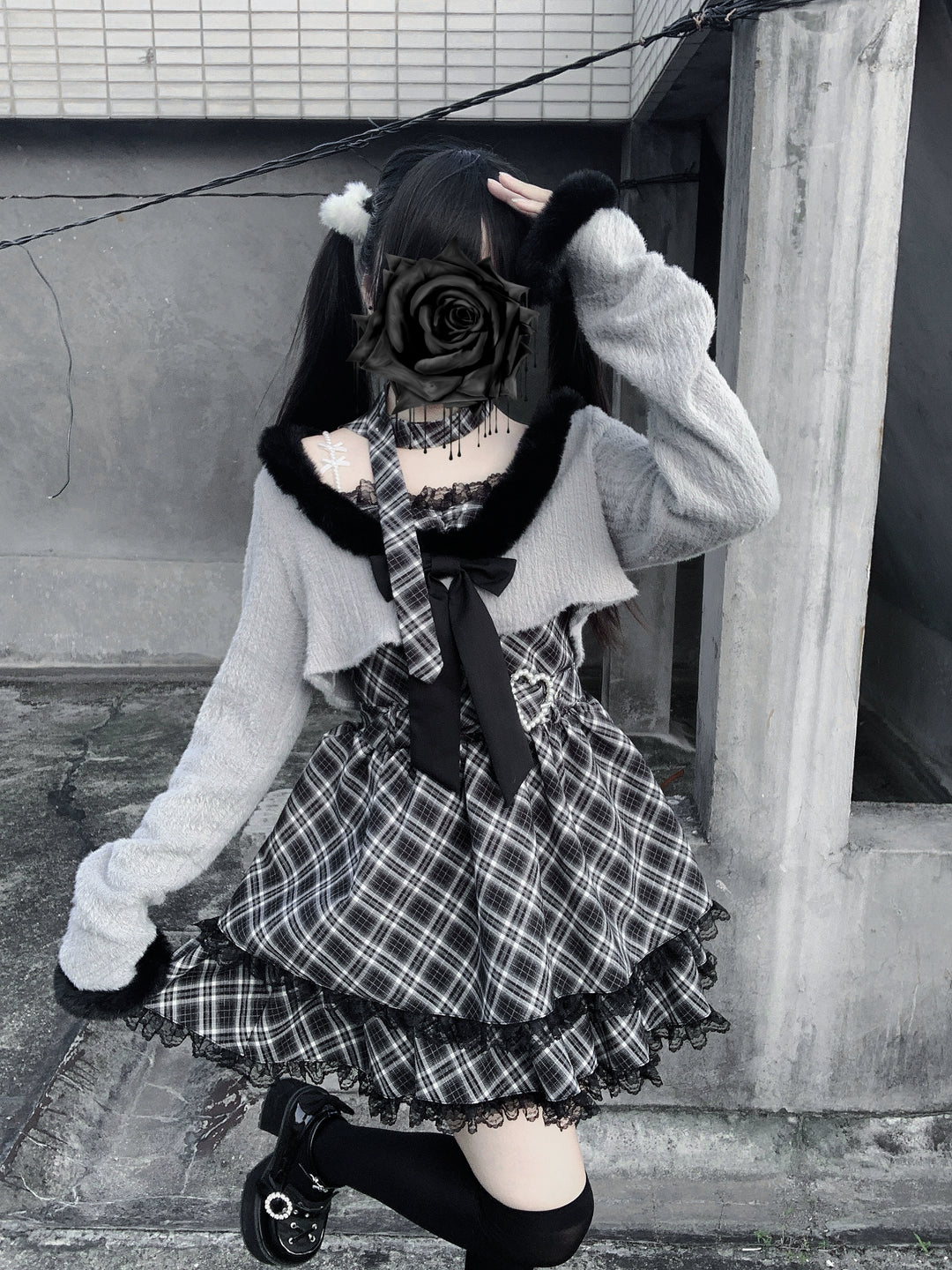 Jirai Kei Camisole Dress, Cropped Outerwear 44084:796541