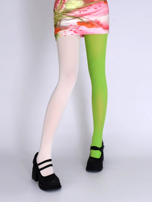 Y2K Style Velvet Pantyhose, Bold Color Contrast 43756:784634