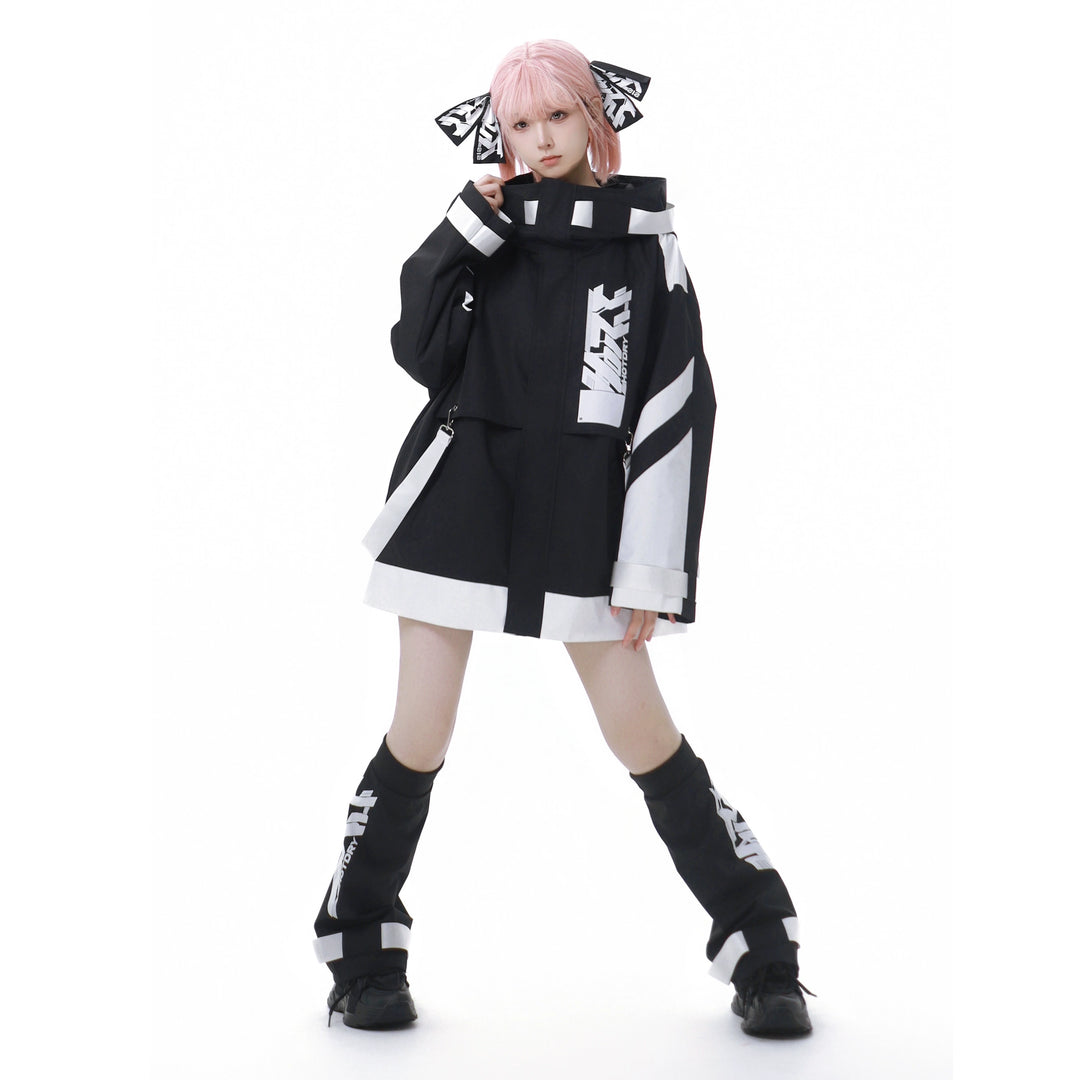 Jirai Kei Outfits Tenshi Kaiwai Hooded Jacket Shorts Set 40084:654416