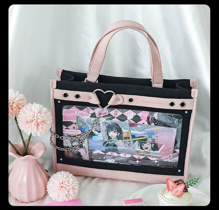 Japanese-Style Boxy Shape Ita Bag, Detachable Chain 45417:847809