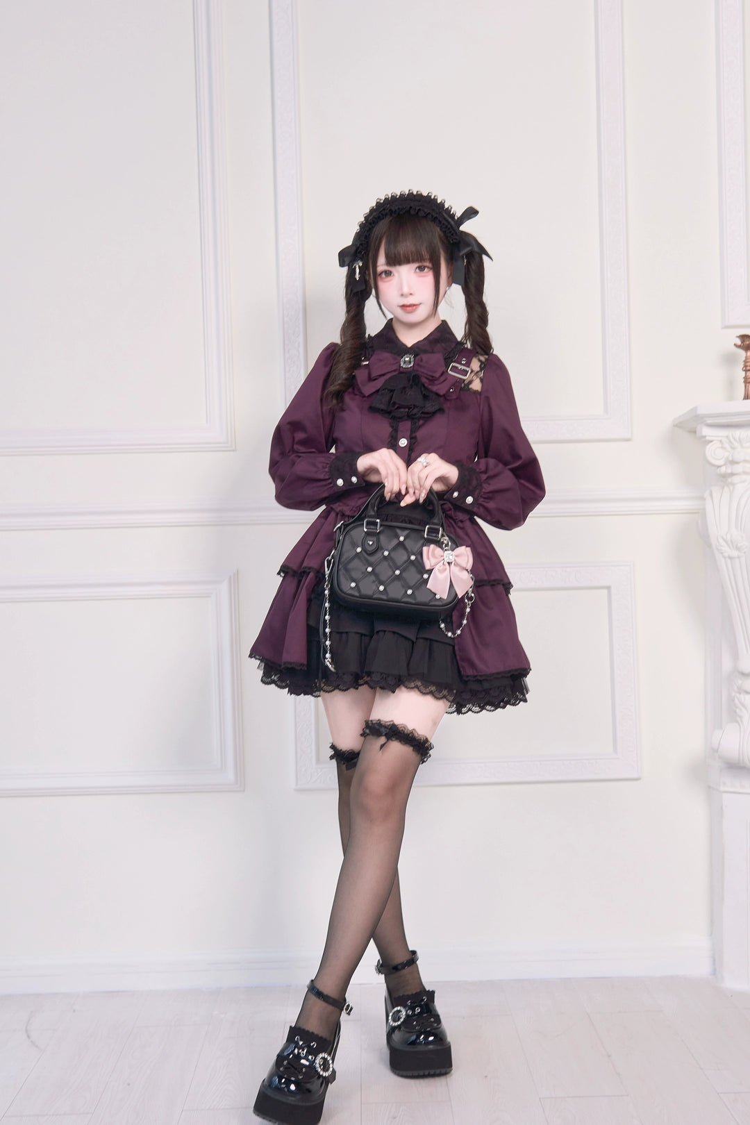 Light Gothic Blouse, Long Tiered Hem, Back Shirring 43588:780738