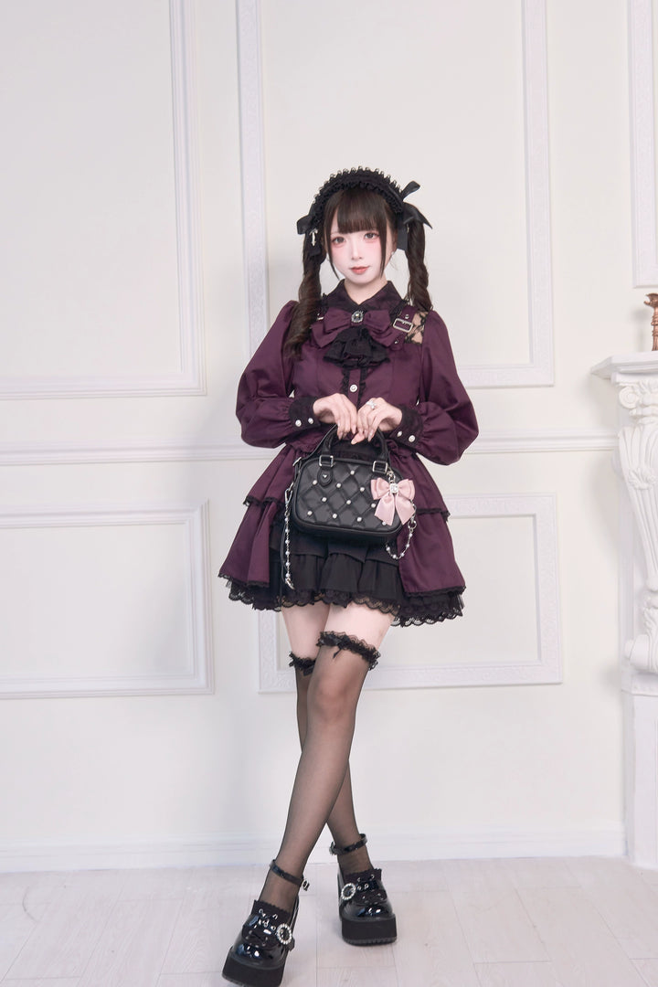 Light Gothic Blouse, Long Tiered Hem, Back Shirring 43588:780738