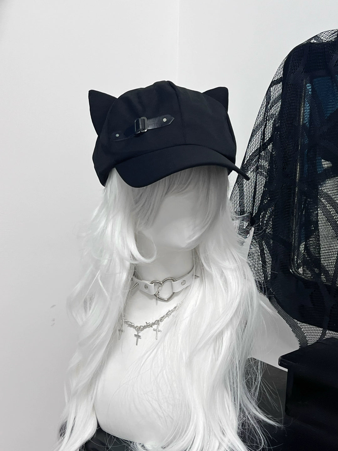 Jirai Kei Hat Black Cat Ear Cap Cute Beret (M) 40036:649636