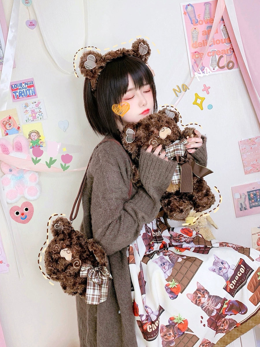 Lolita Bear Bag Lazy Bear Crossbody Bag Plush Doll JK Bag 32406:408672 32406:408672