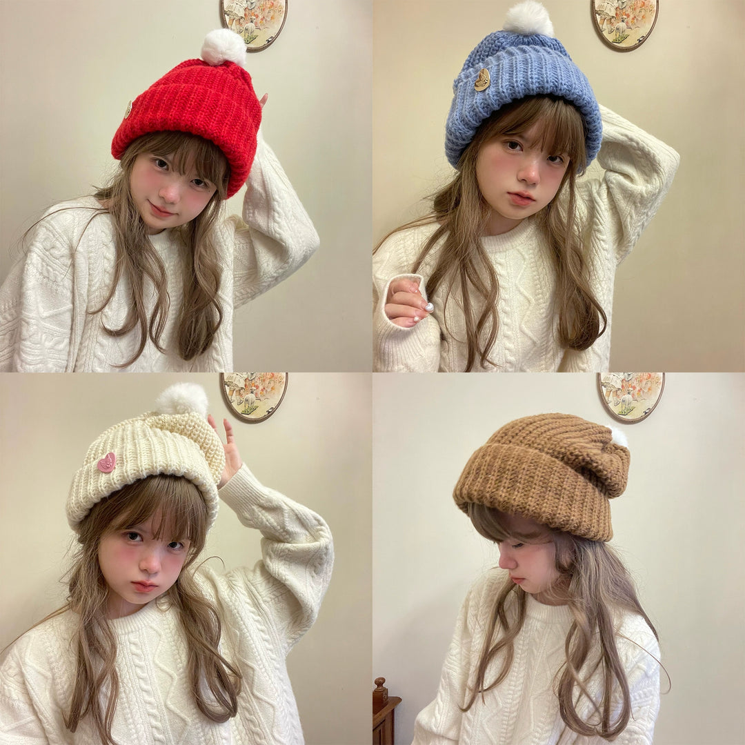 Warm Knitted Hat Thick Woolen Cap Winter Cold Hat 39338:620476