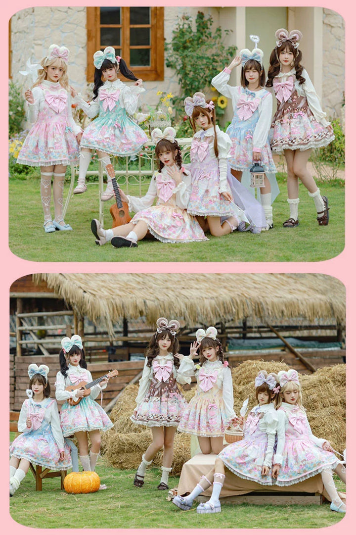 Fairy Kei Pink/ Blue Purple Yellow Coffee Lolita Dress 31732:365840 31732:365840