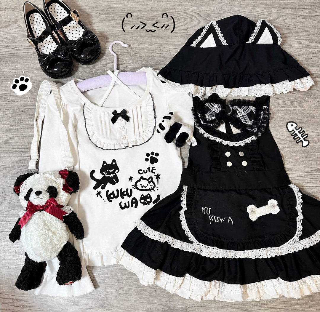 Subculture JSK Set White Top Black Dress Salopette 41138:696866