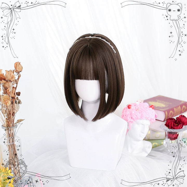 Lolita Wig Black Bob Haircut Short Wig With Bangs 35604:496402 35604:496402