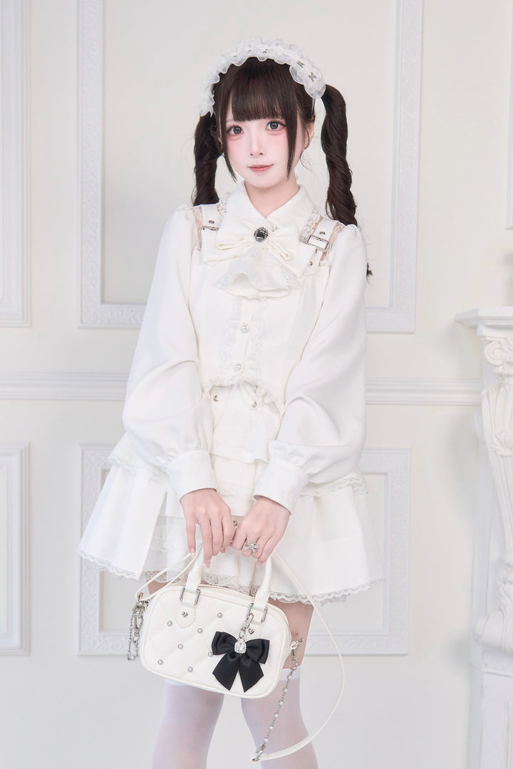 Light Gothic Blouse, Long Tiered Hem, Back Shirring 43588:780746