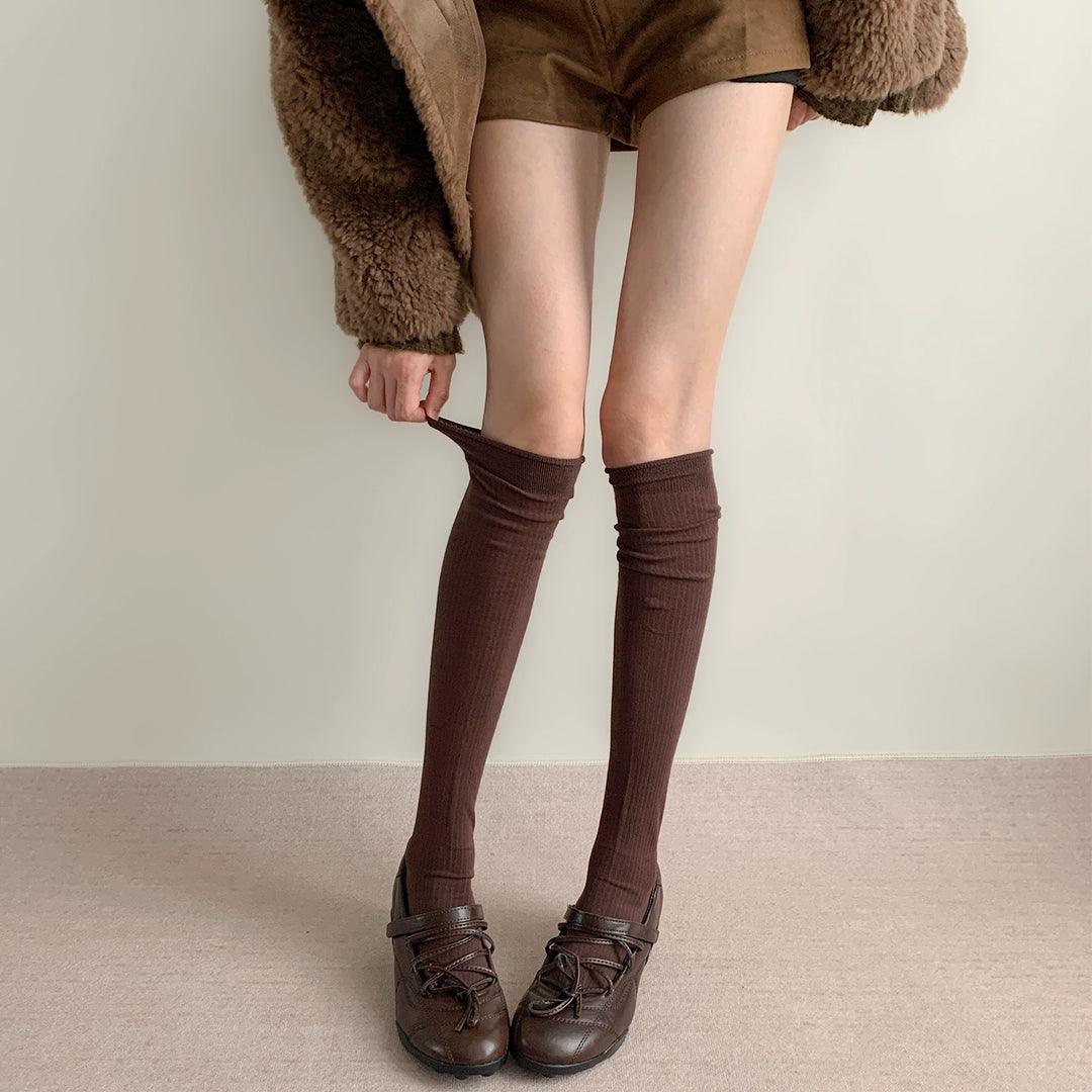 Japanese Style Solid Socks, Calf and Over-knee Styles 44076:795798