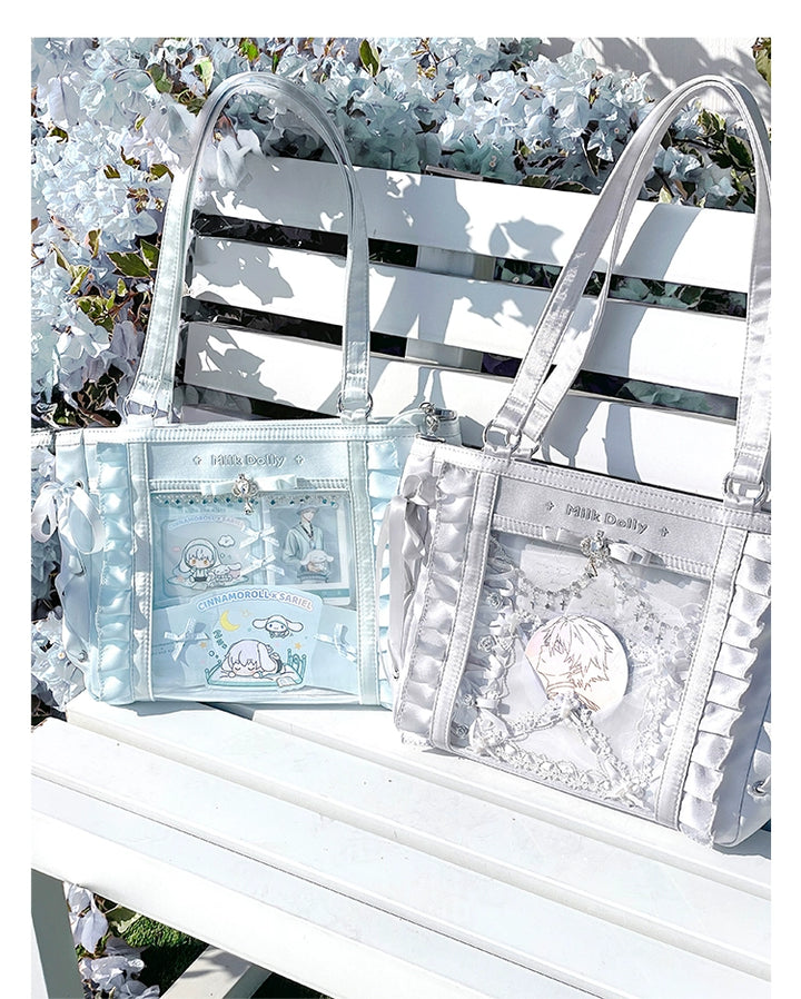 Large-Capacity Ita Bag, Clear Window Front + Rhinestones 43231:779293