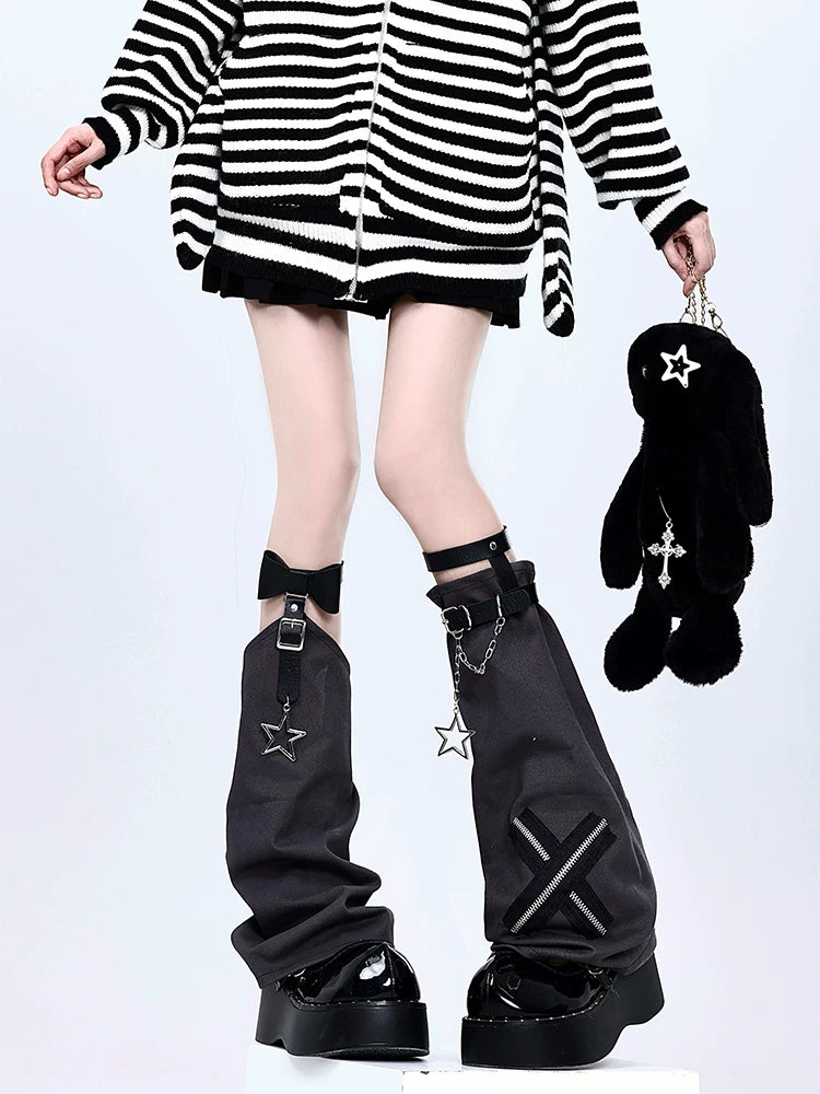 Punk Star-Chain Leg Warmers, Adjustable Garter Straps 45200:840266