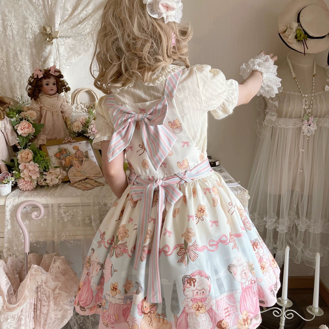 Sweet Lolita Dress With Goat Waltz Print JSK Dress Set 31740:372944