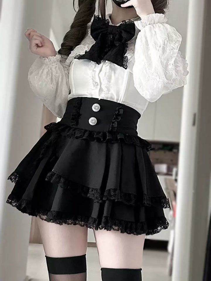 Lace Jirai Kei Blouse, Sexy Sheer Top 43511:778920