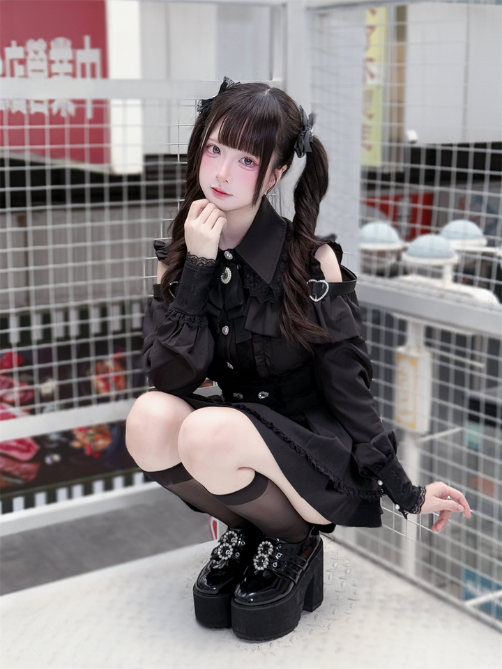 Lace-trimmed Jirai Kei Blouse, Multiple Colors 43878:788289