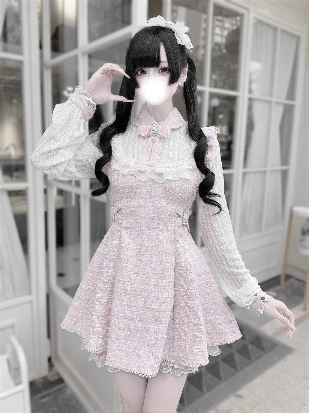 Tweed Ryousangata Dress Set, Elastic Waisted Shorts 44144:797207