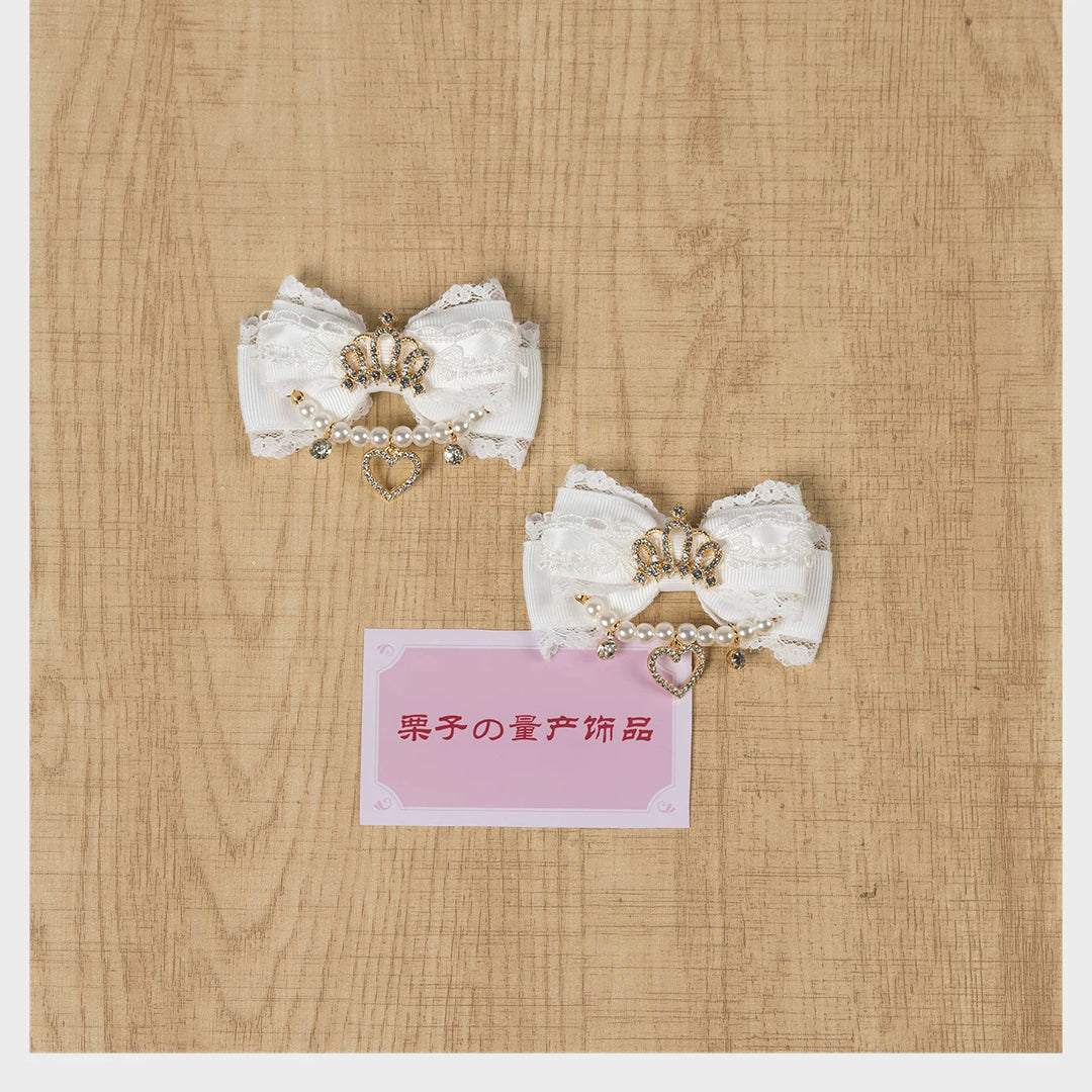 Ryousangata Hair Clip, Bow with Crown & Pearl 44743:823149
