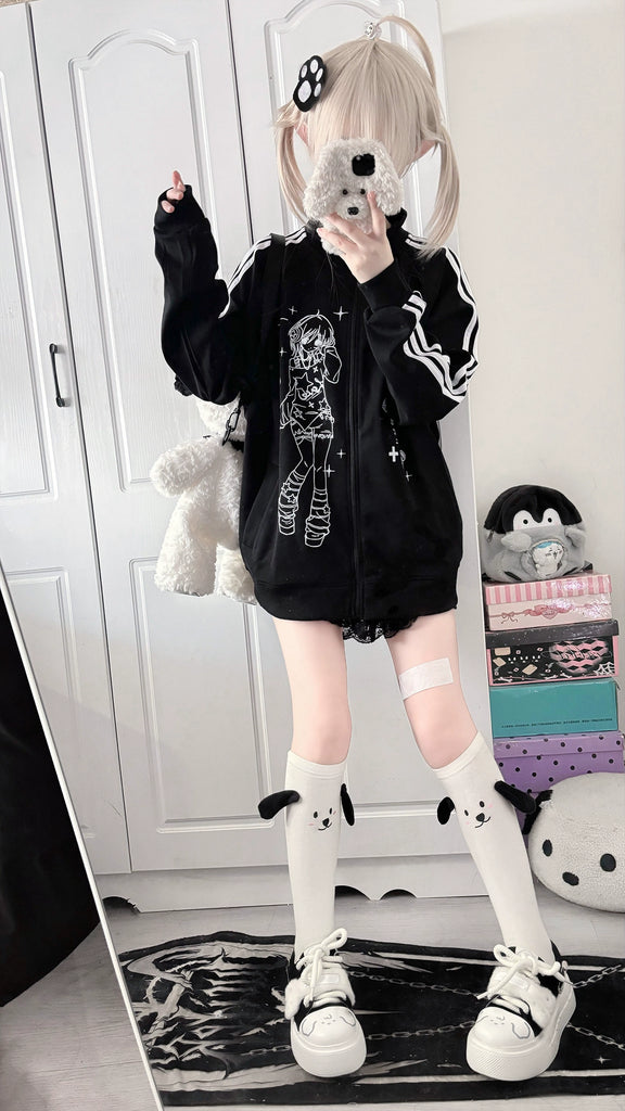 ジャケット・アウター yami Yami Kawaii Jacket Black Coat Stand Collar Jacket – Honey Wardrobe