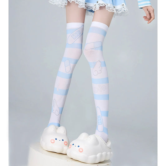 Jirai Kei Socks Knee-High Socks Striped Socks (F) 35346:489392