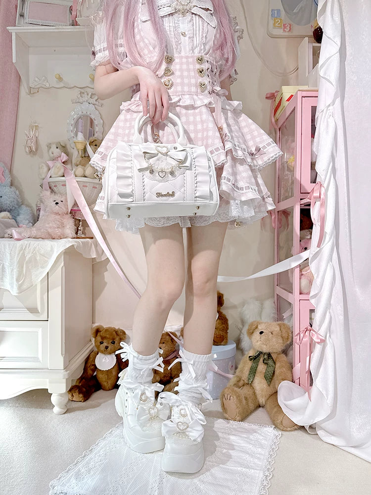 Jirai Kei 2-Way Handbag, Bow-Pearl Side Charm 44558:813650