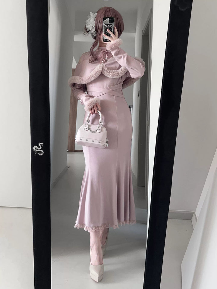 *针织长裙*虚拟天国原创设计量产型蕾服清楚系鱼尾裙日系露肩宅萌 44000:797369