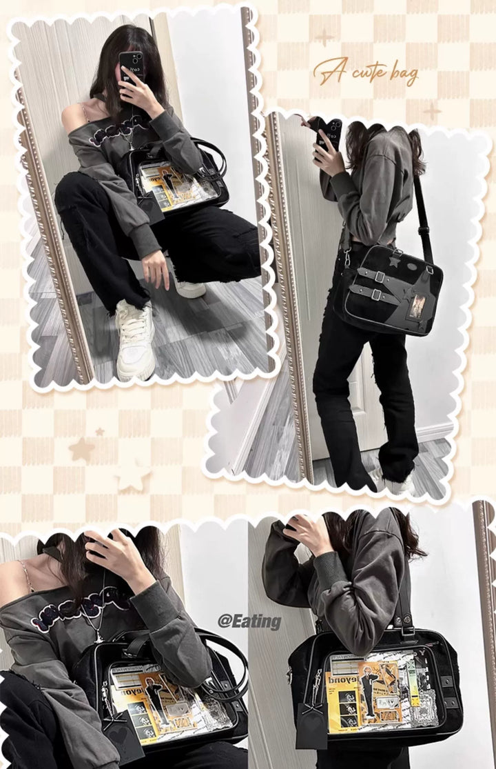 Subculture Ita Bag Large Capacity Square Star Crossbody Bag 40126:672634