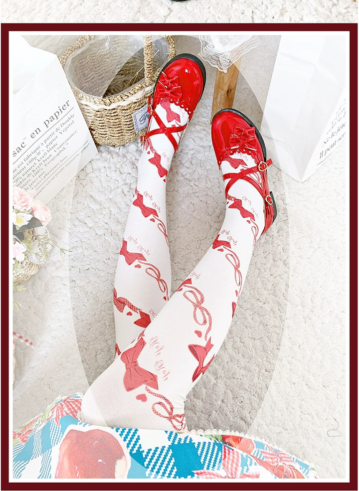 Lolita Knee Stockings Sweet Bows Pattern 22798:365140 22798:365140