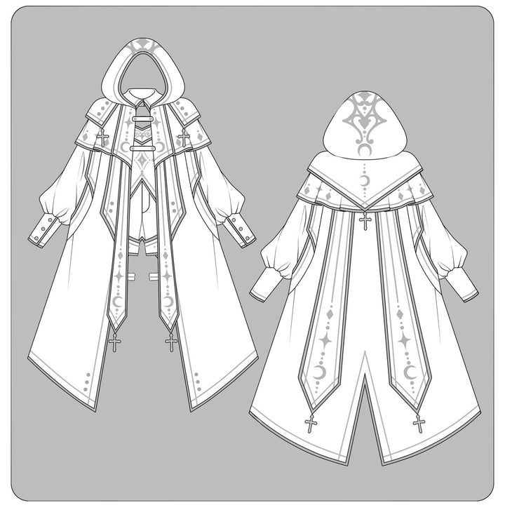 Cyberpunk Cloak Set White Hooded Cloak Top And Shorts 38820:602064