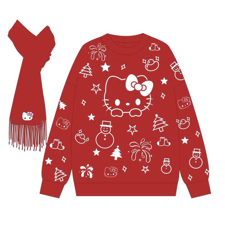 Kawaii Sweater Anime Cat Knitted Sweater (L M S XL / Red) 39754:635388