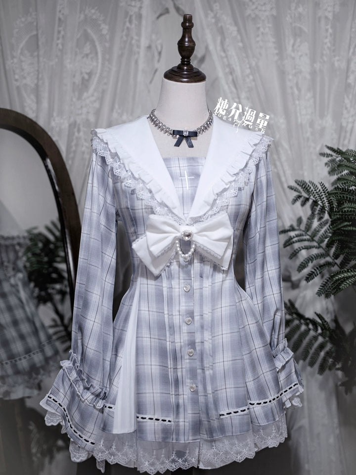 Plaid Jirai Kei Dress Set, Shorts with Side Pockets 44330:805046
