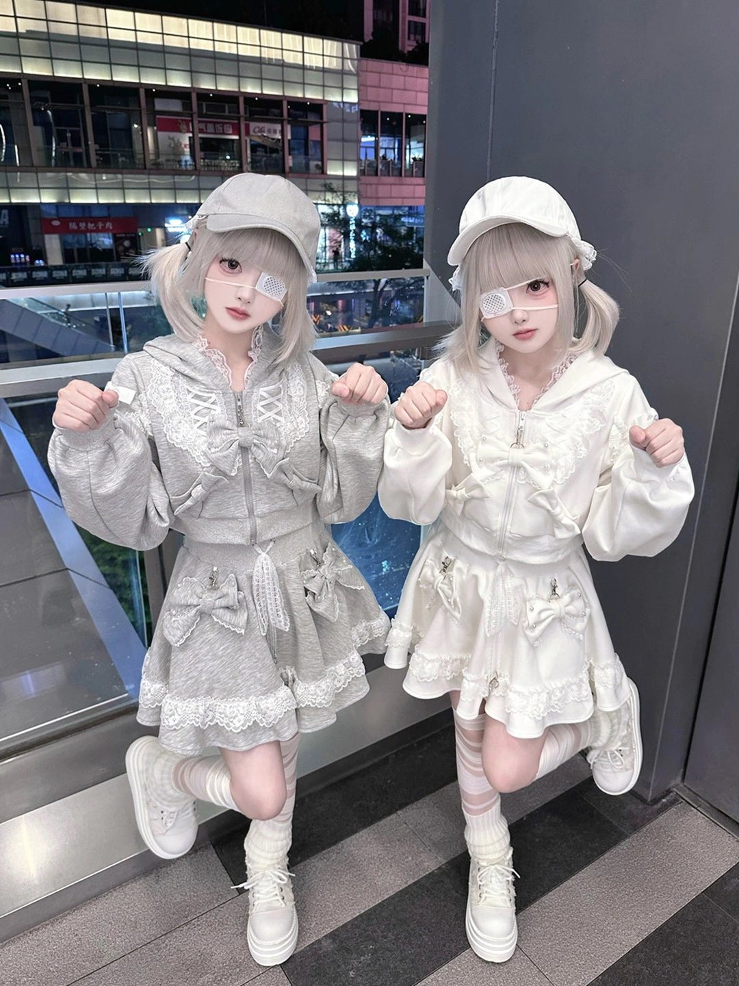 Lace Ryousangata Hoodie Outfit, Zipper Closure 43812:786107