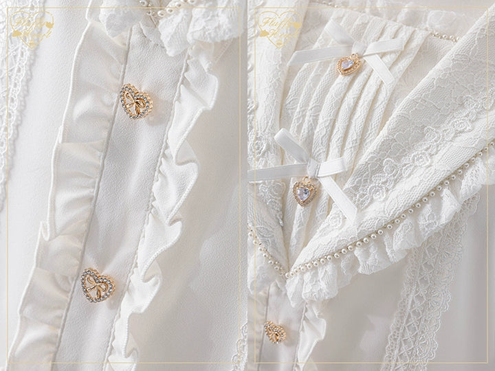 Lace Sailor Collar Jirai Kei Blouse, Heart Buttons 43586:780421
