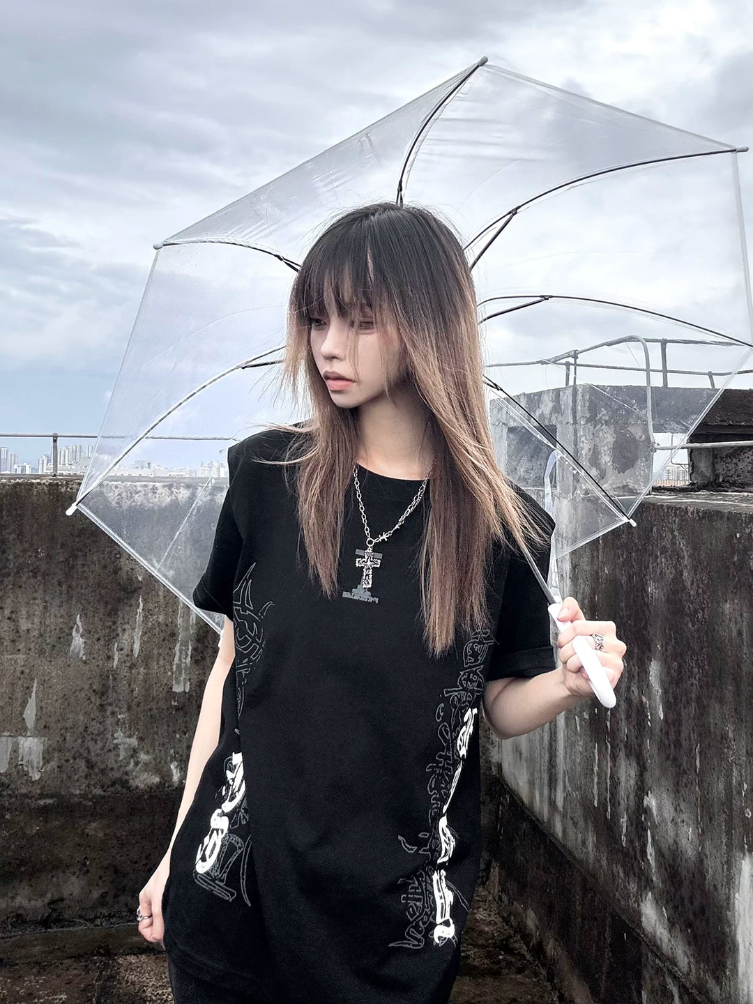 Subculture Black Printed T-shirt, Standard Shoulder Cut 45697:859425
