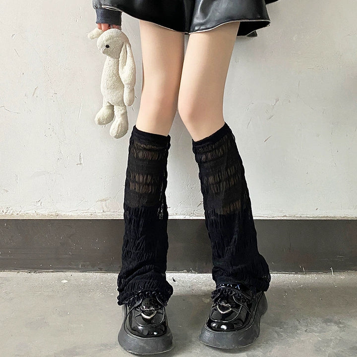 JK Leg Covers Spice Girl Mid-Calf Black White Beige Leg Covers 28980:358574 28980:358574