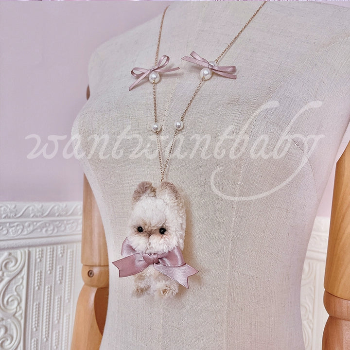 Lolita Necklace Plush Bunny Brooch With Bow Details (#3) 38008:580512