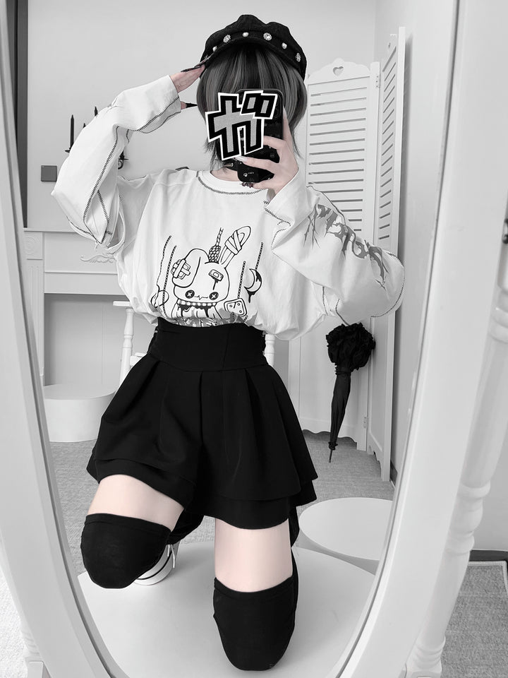 Sub Culture Bunny Printed T-shirt, Detachable Sleeves (L M) 44033:795038