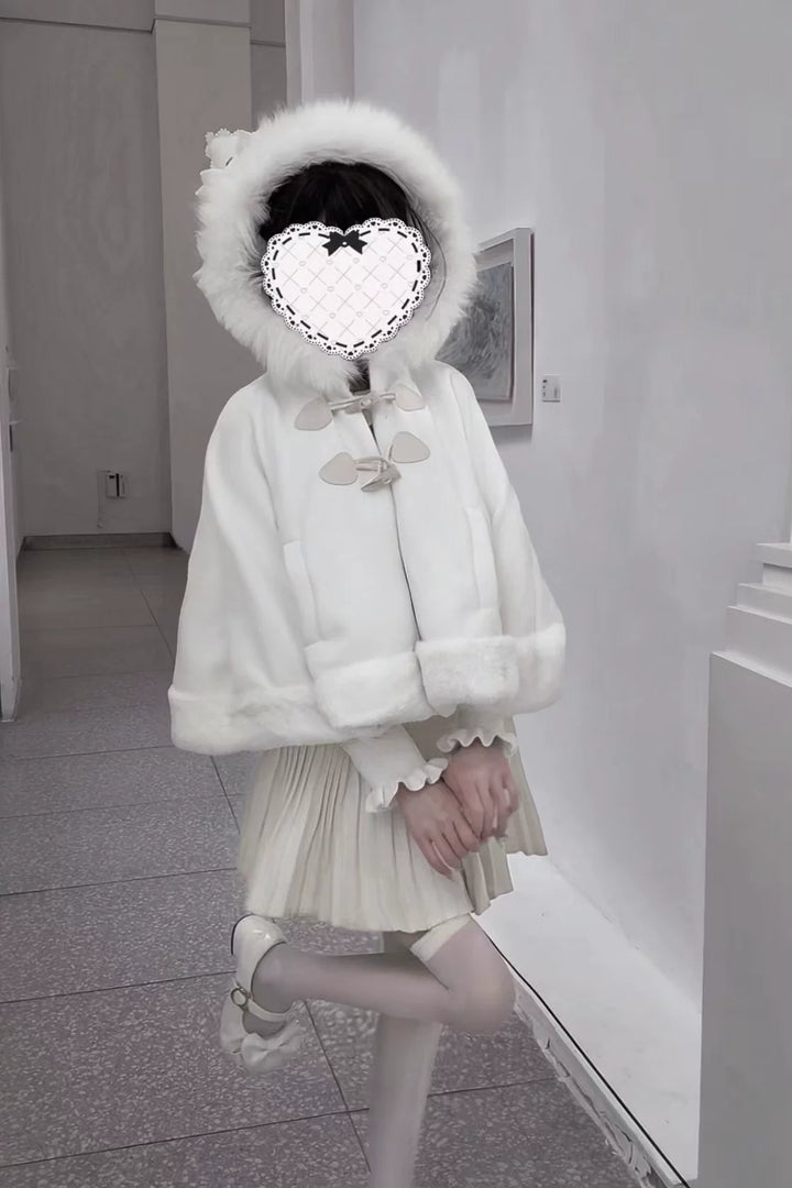 Jirai Kei Cape, Ear-Accented Hood and Toggle Buttons 44513:816771