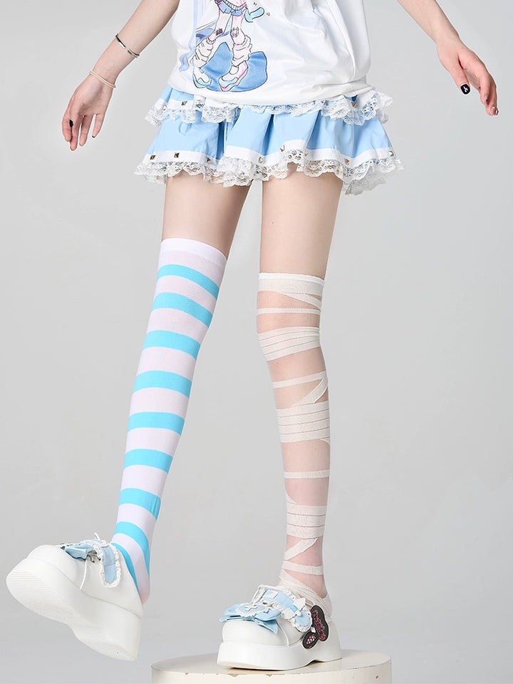 Lolita Thigh-high Socks Stockings Striped Socks Multicolor 38254:585952