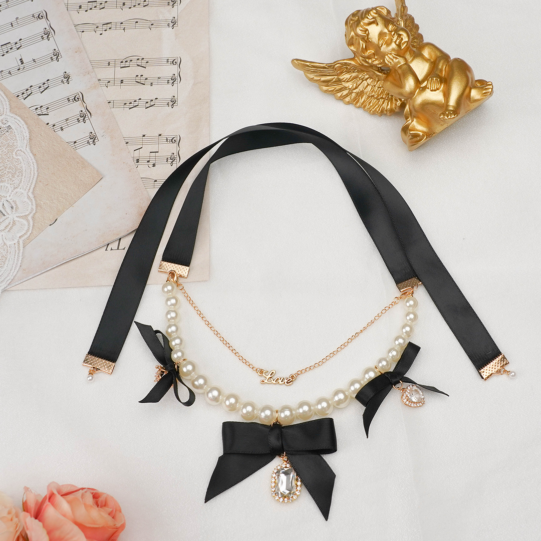 Jirai Kei Pearl Ribbon Lightning Kawaii Choker 21568:311406