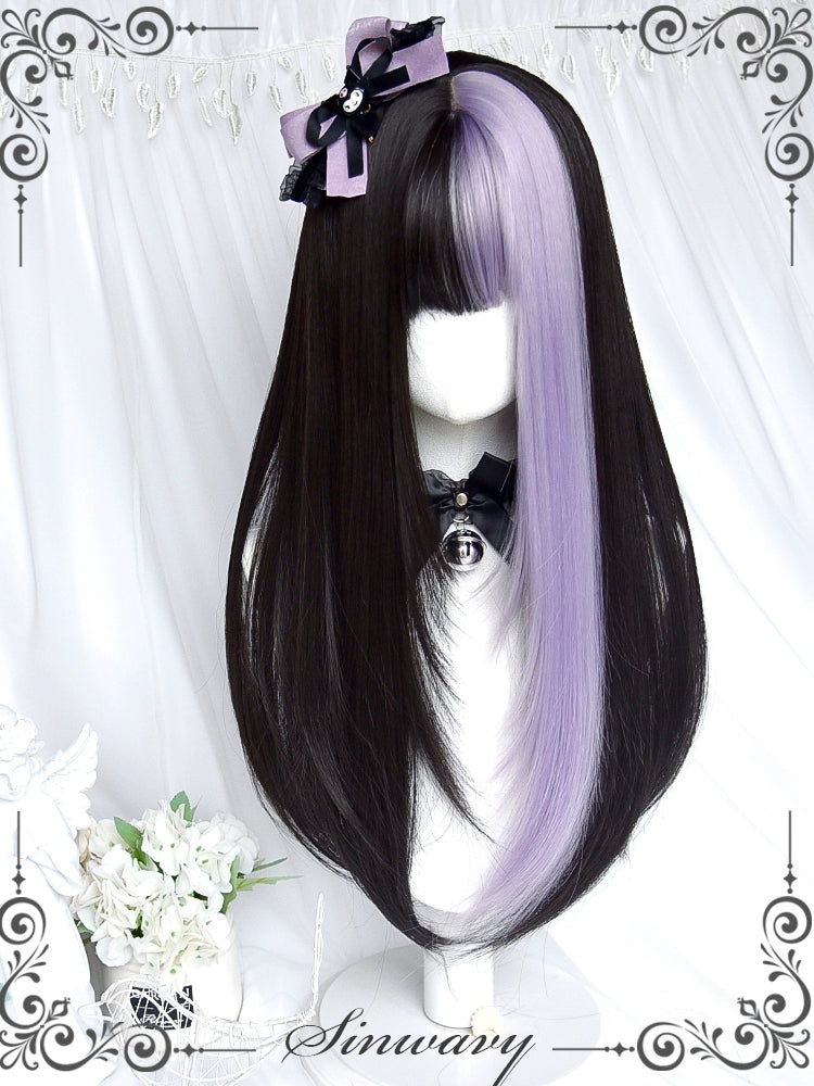 Jirai Kei Lolita Black And Purple Long Straight Wig 22038:318298 22038:318298