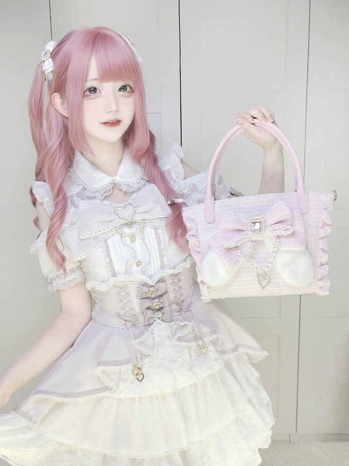 Ryousangata Style Handbag, Bow and Plush Ears 43680:782704