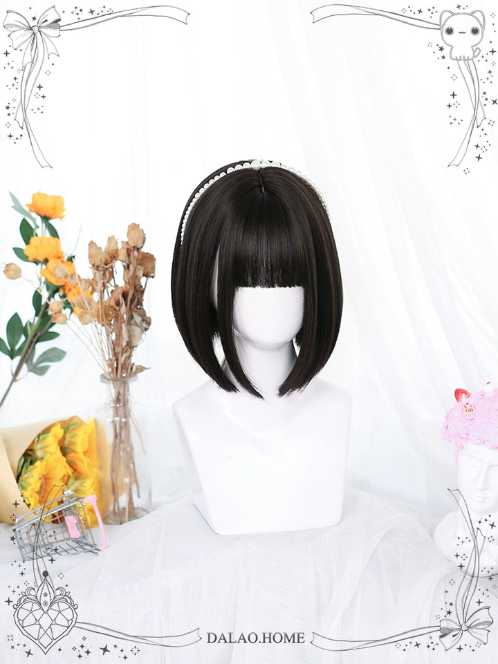 Lolita Wig Black Bob Haircut Short Wig With Bangs 35604:496416 35604:496416