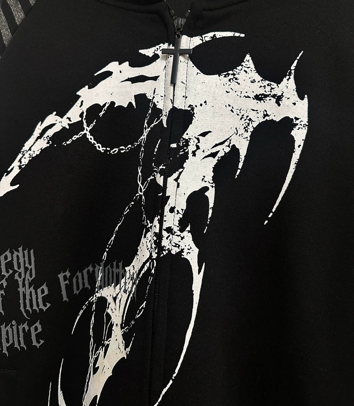 Subculture Hooded Scythe Print Coat, Side Pocket 45269:844155