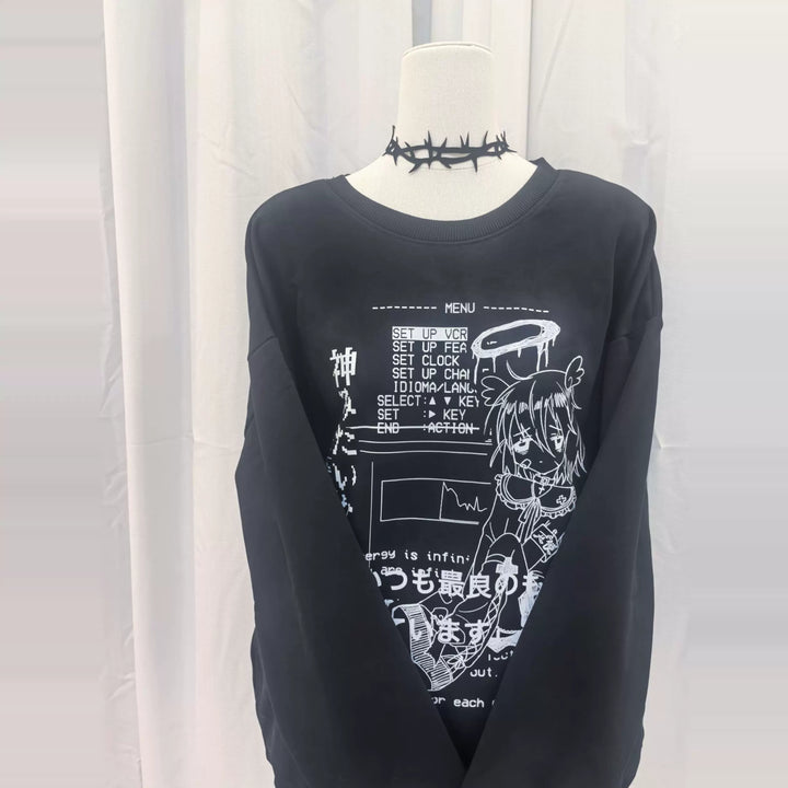 Jirai Kei Sweatshirt Cyber Punk Anime Print Shirt 39744:635346