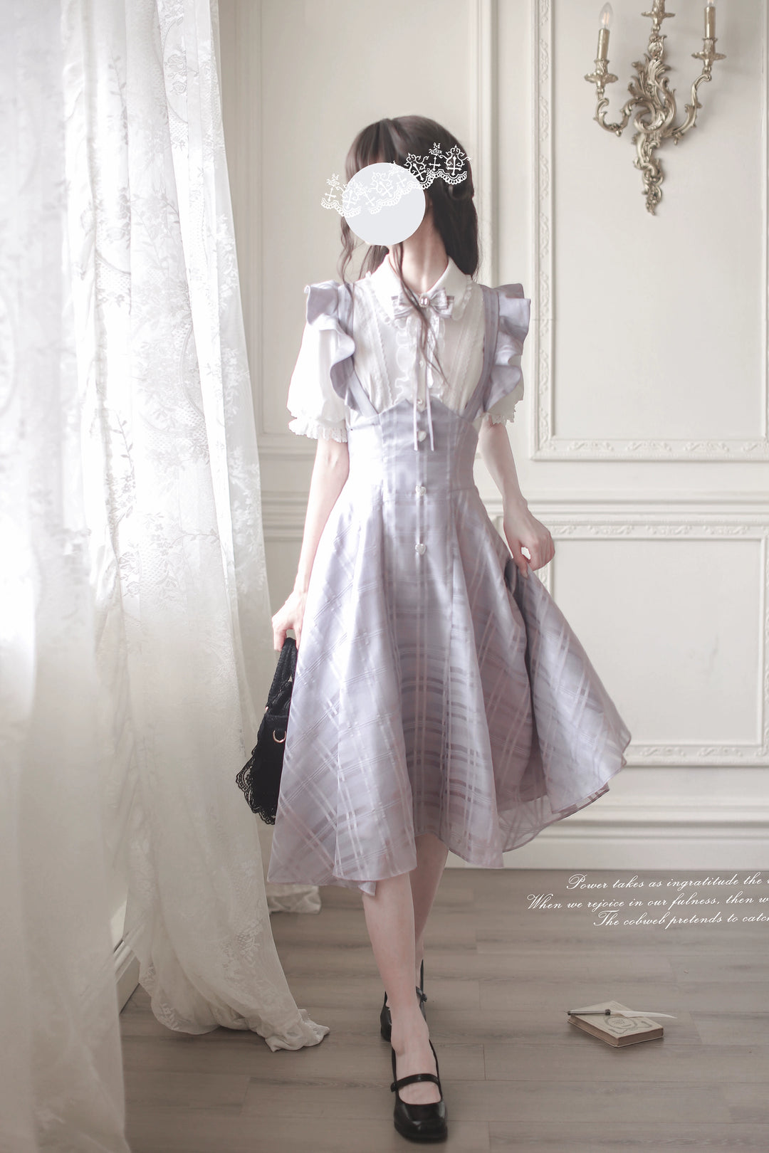 Ryousangata Inspired Jumper Dress Set, Heart-Shaped Buttons 43502:778433
