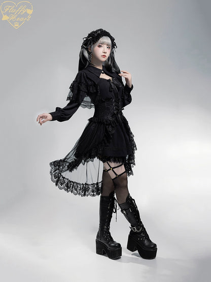 Jirai Kei Dress Decorative Waist Cincher Overskirt 36968:545192