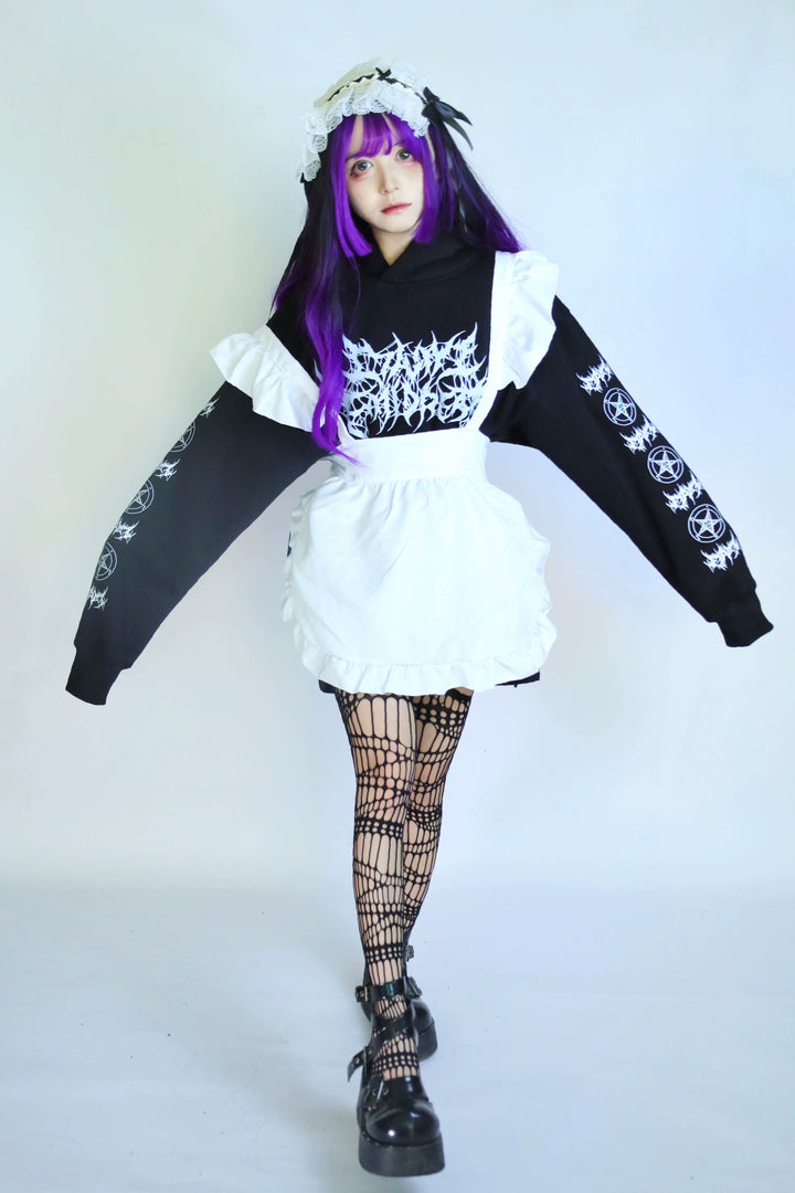 Jirai Kei Hoodie Punk Top Gothic Black and White Sweatshirt 32944:557830 32944:557830